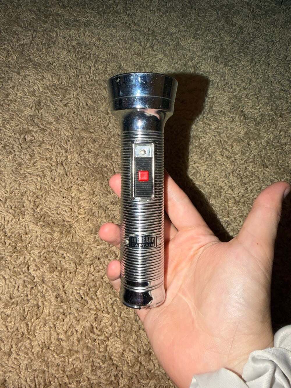 Vintage Eveready Captain Chrome Metal Flashlight